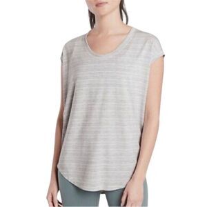 Athleta Top Womens Gray Stripe Cloudlight Stratus Tee Oversized Athleisure S